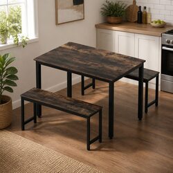Compact 3-Piece Dining Set with Metal Frame