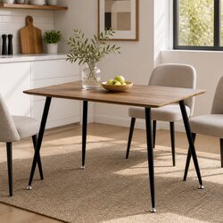 4 Seater Rectangular Dining Table with Steel Legs