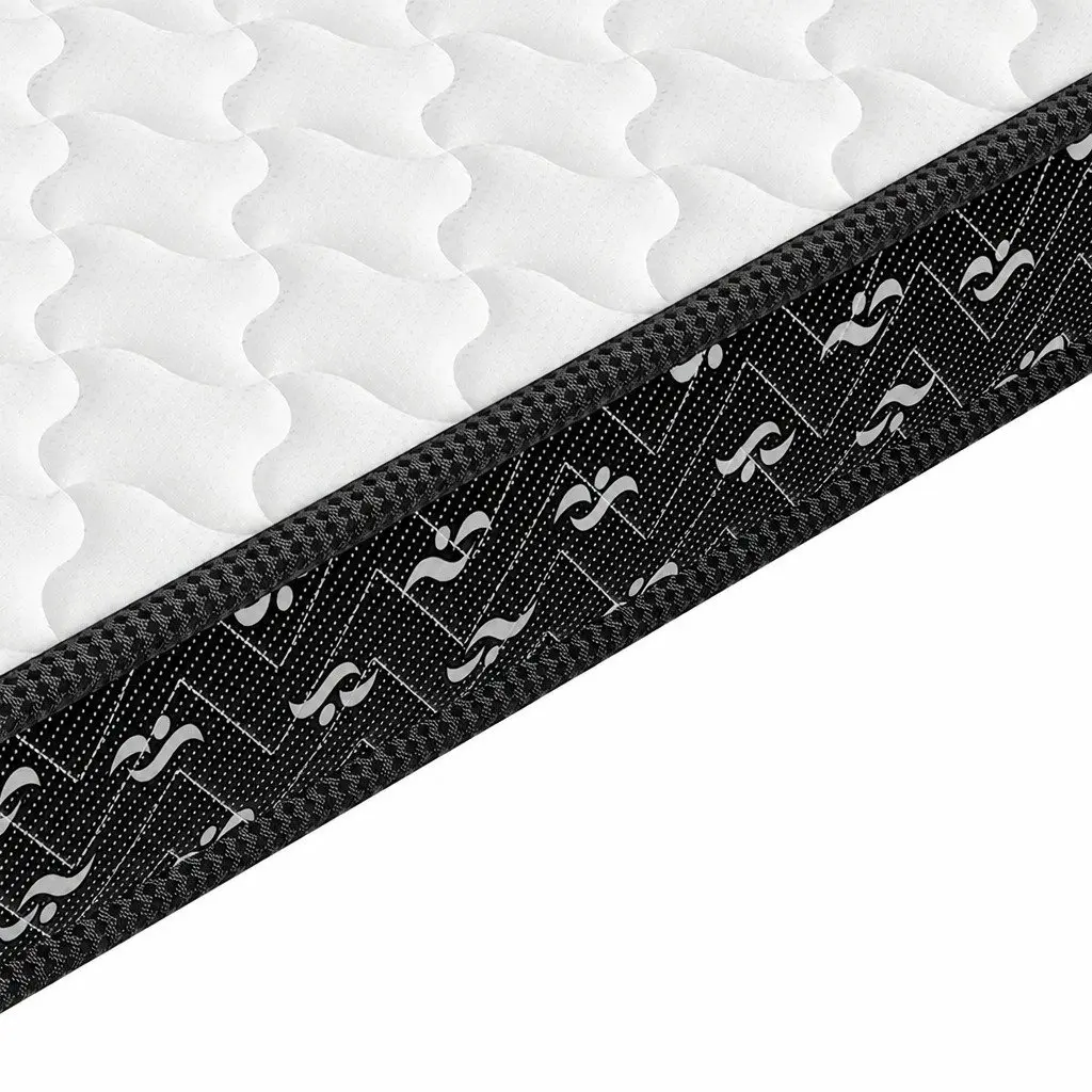 King Spring Mattress Medium Soft 16cm Thick Bonnell Coils White and Black
