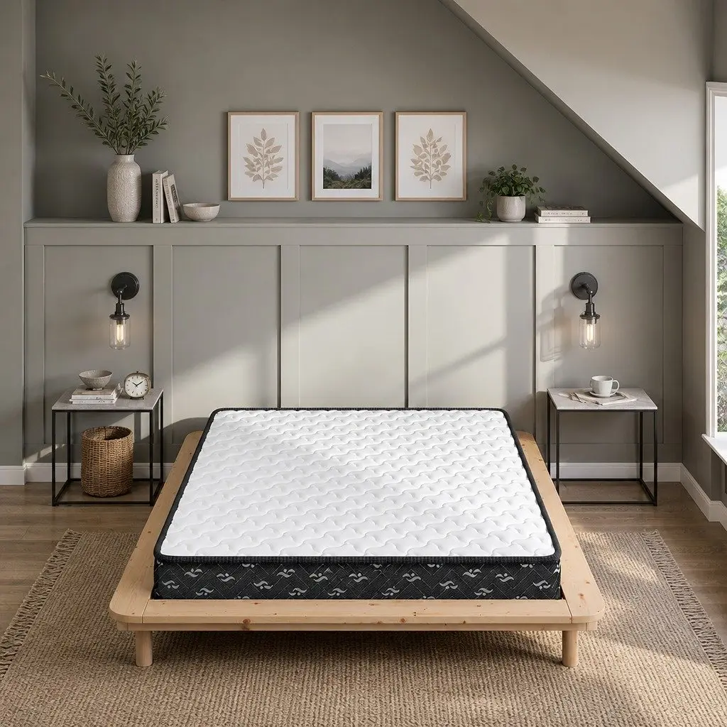 Queen Size Spring Mattress Bonnell Core Support 203x153cm White and Black