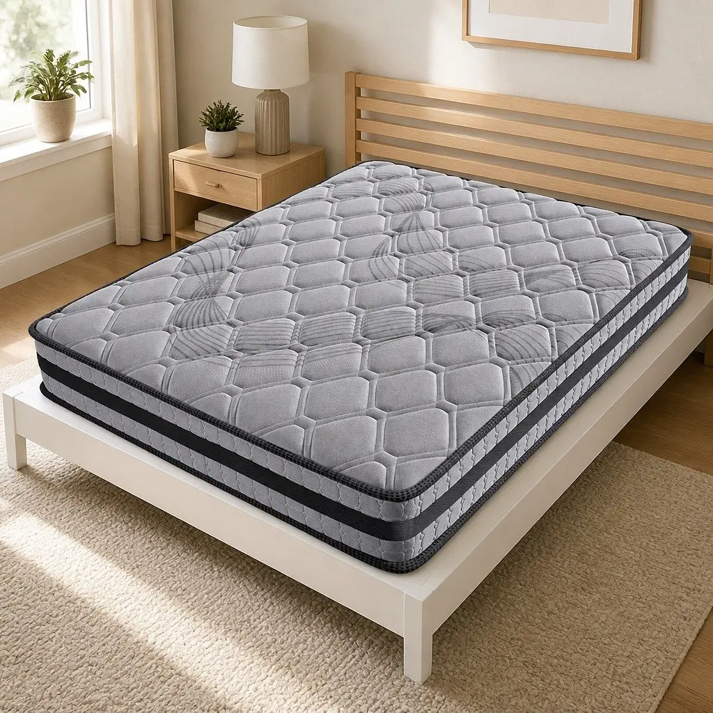 Double Pocket Spring Mattress Medium Firm 188cm x 138cm Grey