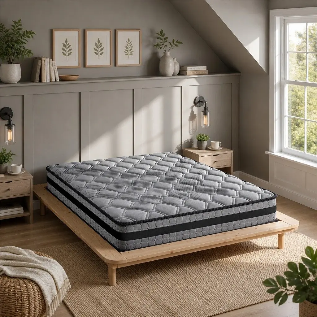 Double Pocket Spring Mattress Medium Firm 188cm x 138cm Grey