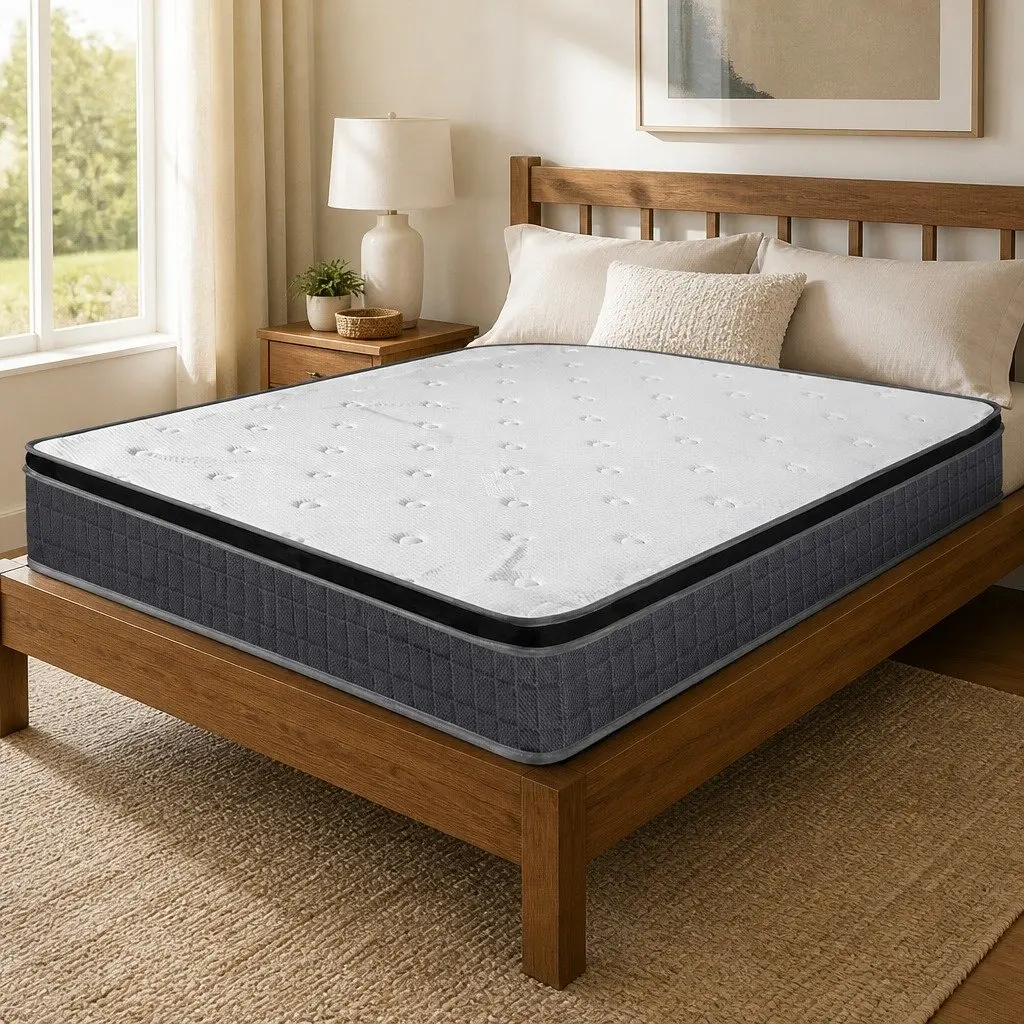 Single Mattress Bonnell Spring Medium Firmness White 18cm Thickness Reinforced Corners Stitched Handles