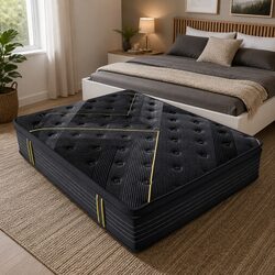 Modern Super King Spring Mattress 203x203cm Charcoal Fabric