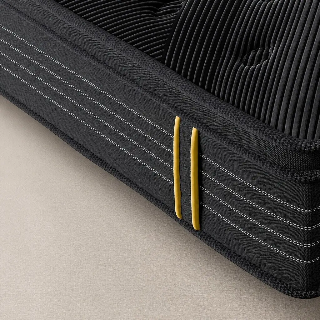 King Mattress Bamboo Charcoal Pocket Coil Euro Top Support 203cm x 183cm Black
