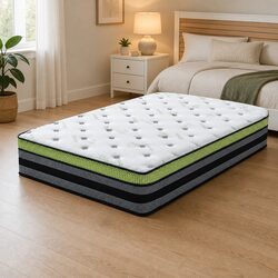 Double Pocket Spring Mattress Medium-Firm 7-Zone Support Cool Gel Memory Foam