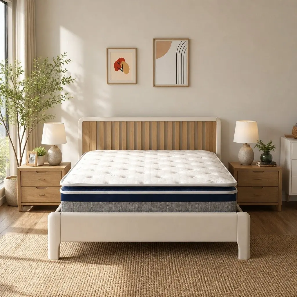 King Pillow Top Mattress 32CM High Density Foam Pocket Spring White
