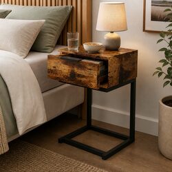 Sturdy Bedside Table with Slide-Out Storage Drawers