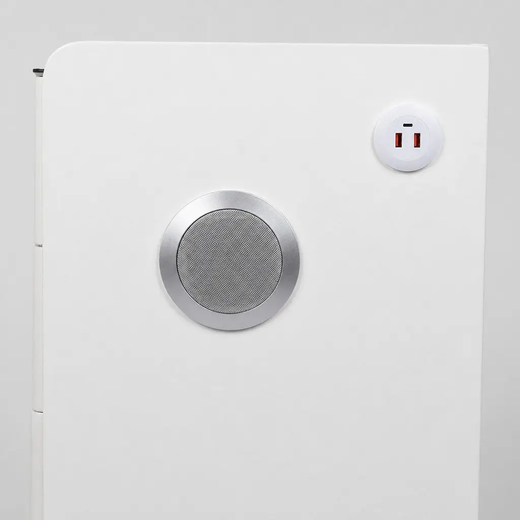 Bedside Table with LED Lights Wireless Charging USB Ports White 30cm x 40cm x 46cm