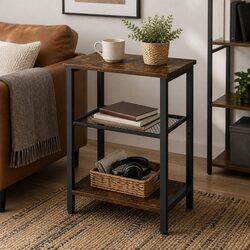 3-Tier Side Table with Sturdy Construction and Storage