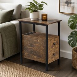 Slim Side Table with USB Charging and Storage Features
