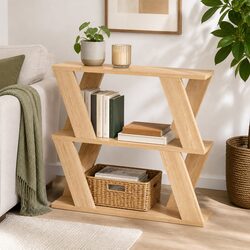 Oak Side Table with Two-Tier Storage Solution