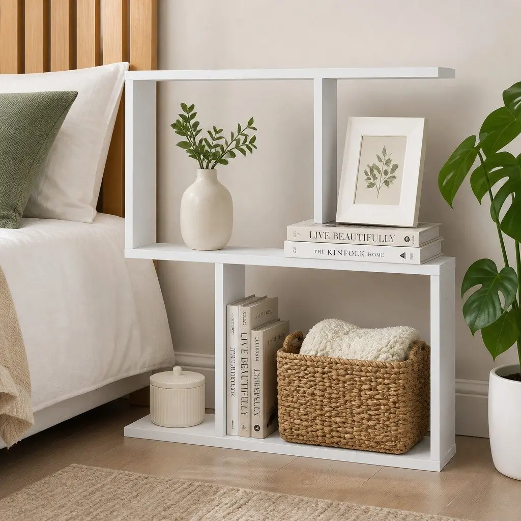 Narrow 2 Tier Nightstand with Durable Construction