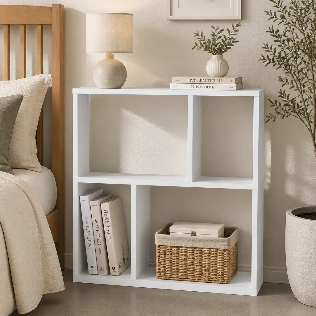 Narrow 2 Tier Nightstand with Durable Construction