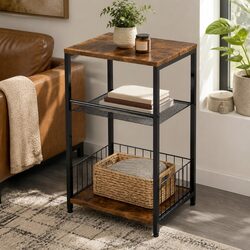 3-Tier Metal and Wood Storage Side Table - 40cm x 30cm