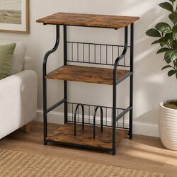 Modern Side Table with 3-Tier Storage System