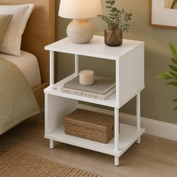 Three-Tier S-Shaped Side Table with Metal Legs