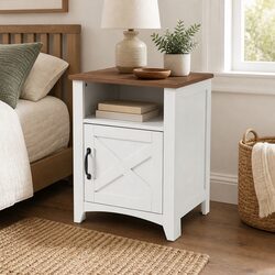Set of 2 Farmhouse Nightstands Bedside Tables