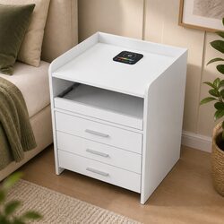 Smart Bedside Table with Wireless Charging and RGB Lighting