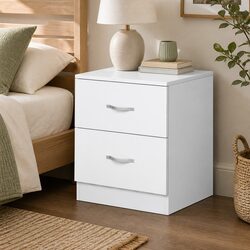 Functional White Nightstand with Dual Storage Drawers