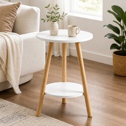 2-Tier Round Coffee Table with Storage Dimensions