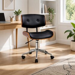 Height Adjustable Office Chair with Wooden Frame