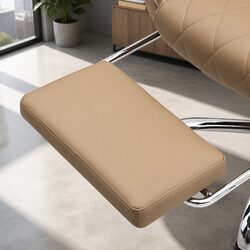 Reclining Brown Leather Office Chair with Chrome Base