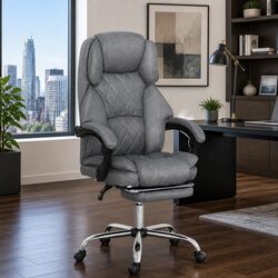 Grey Executive Office Chair with Footrest and Recline