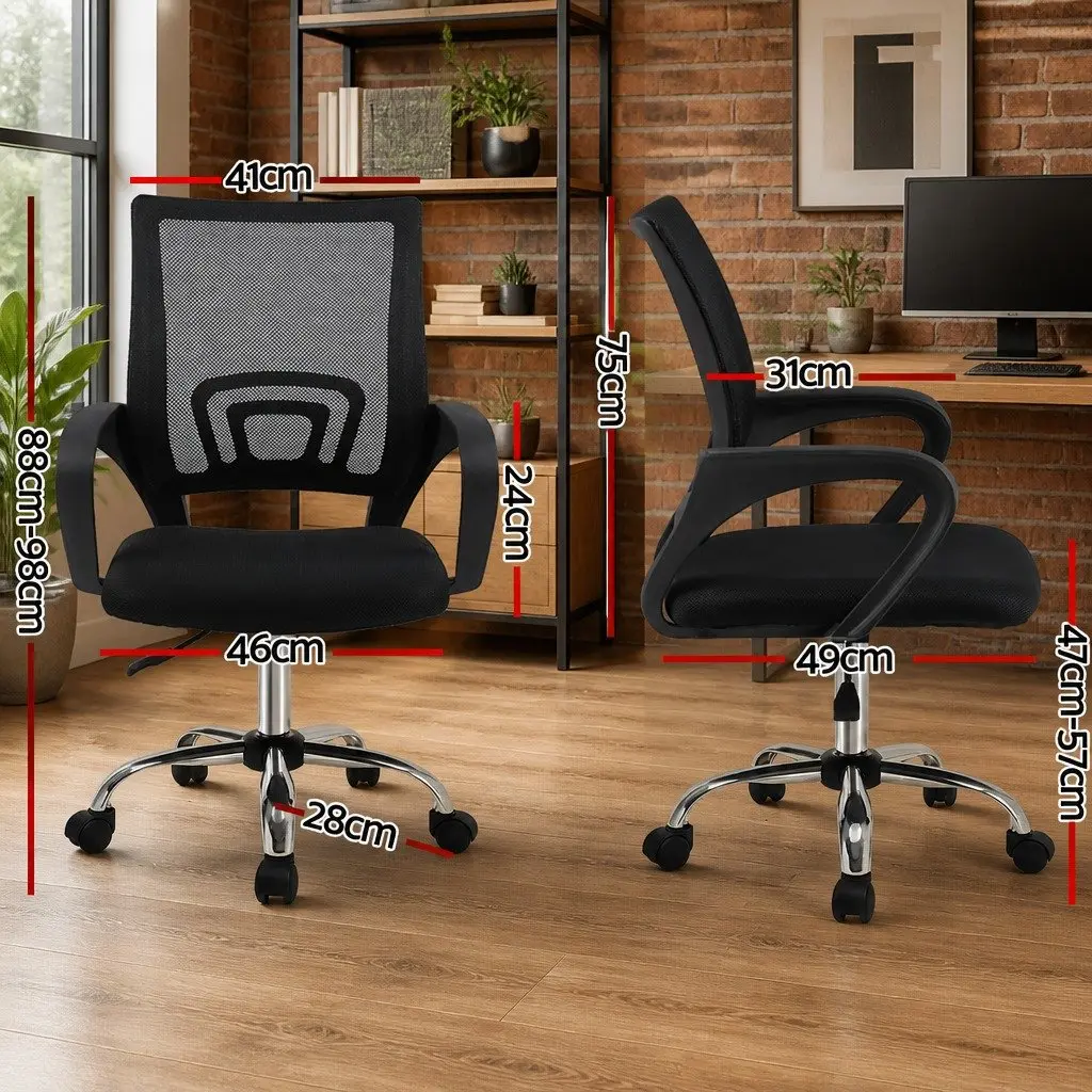 Mesh Office Chair Ergonomic Mid Back Height Adjustable 360 Rotatable Black