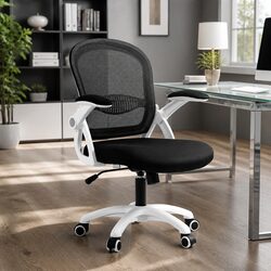 Black Mesh Office Chair with Adjustable Height and Armrests