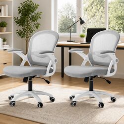 Adjustable Mid Back Mesh Office Chair Grey White