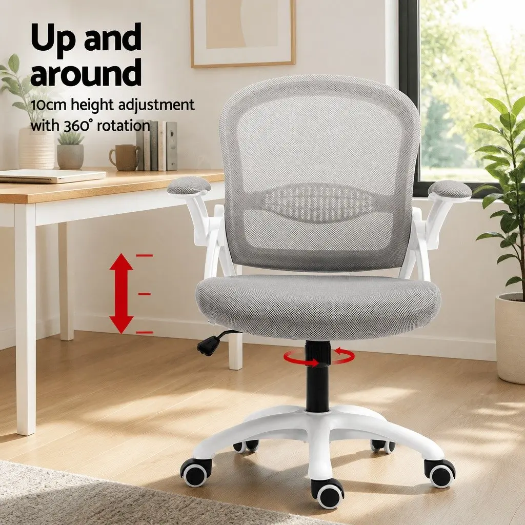 Office Chair Adjustable Mid Back Mesh Grey White