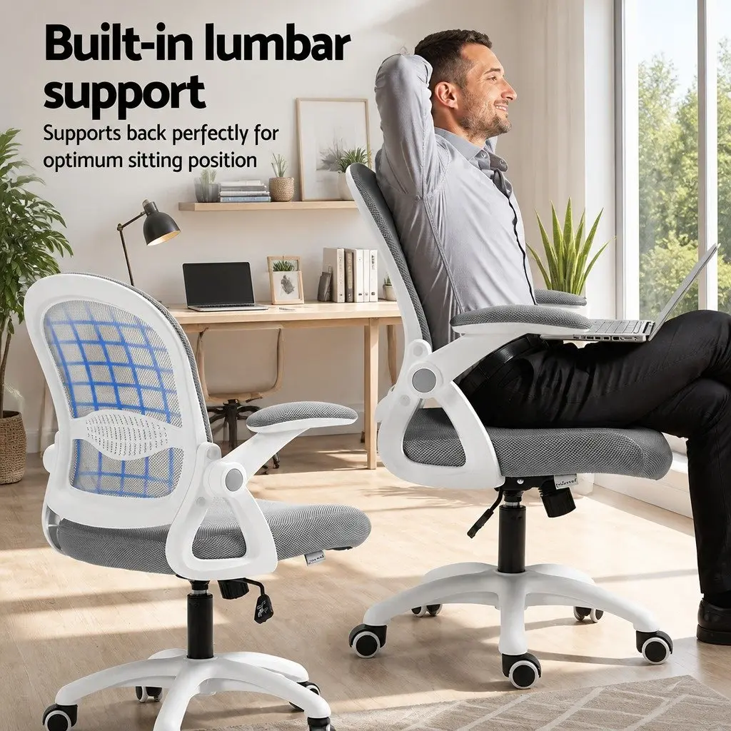 Office Chair Adjustable Mid Back Mesh Grey White
