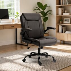 Adjustable Brown Executive Office Chair with Swivel Functionality