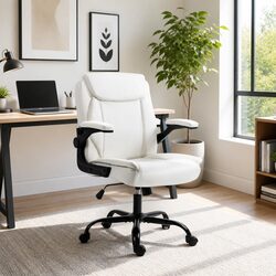White Mid Back Executive Office Chair with Adjustable Features