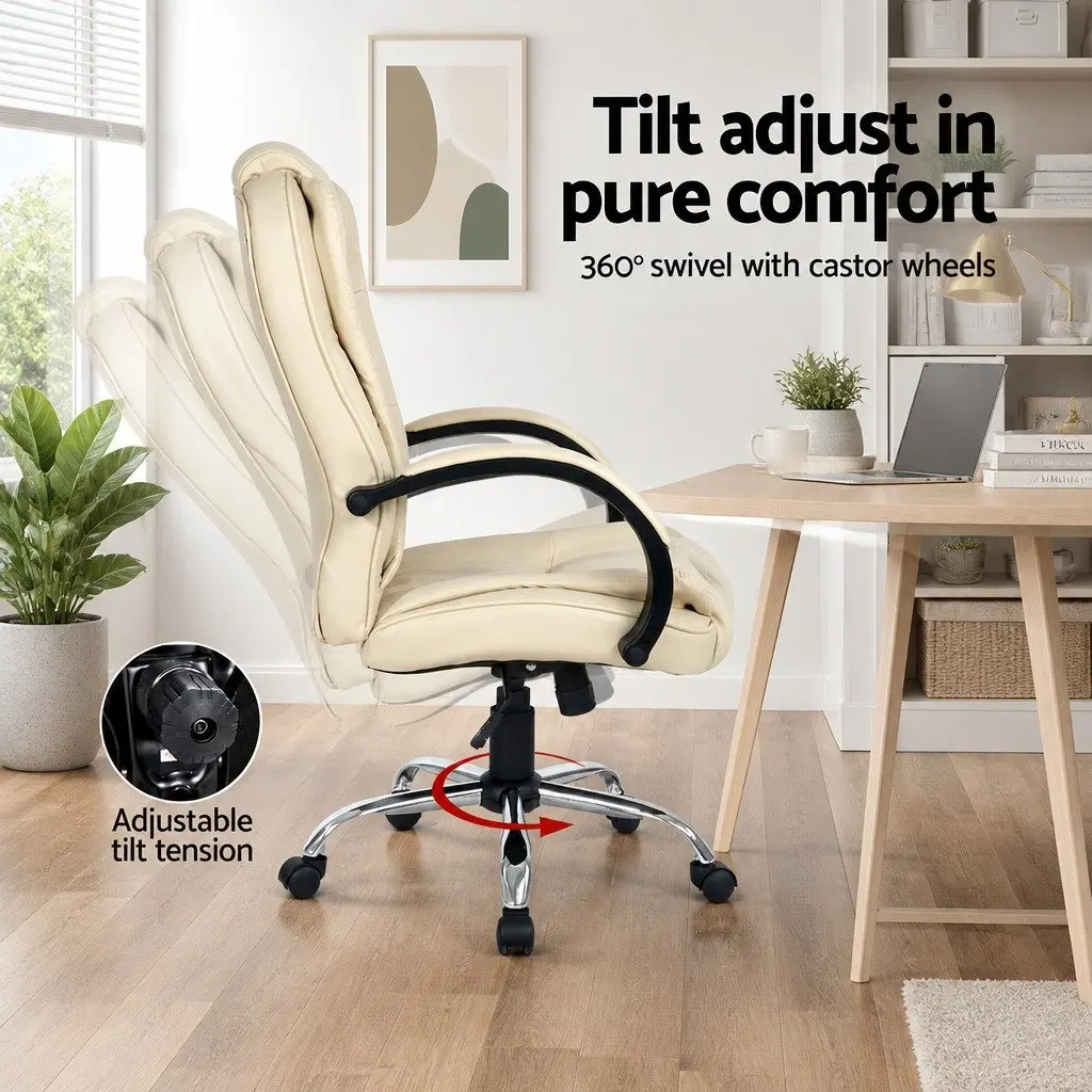 Office Chair High Back Comfort Beige