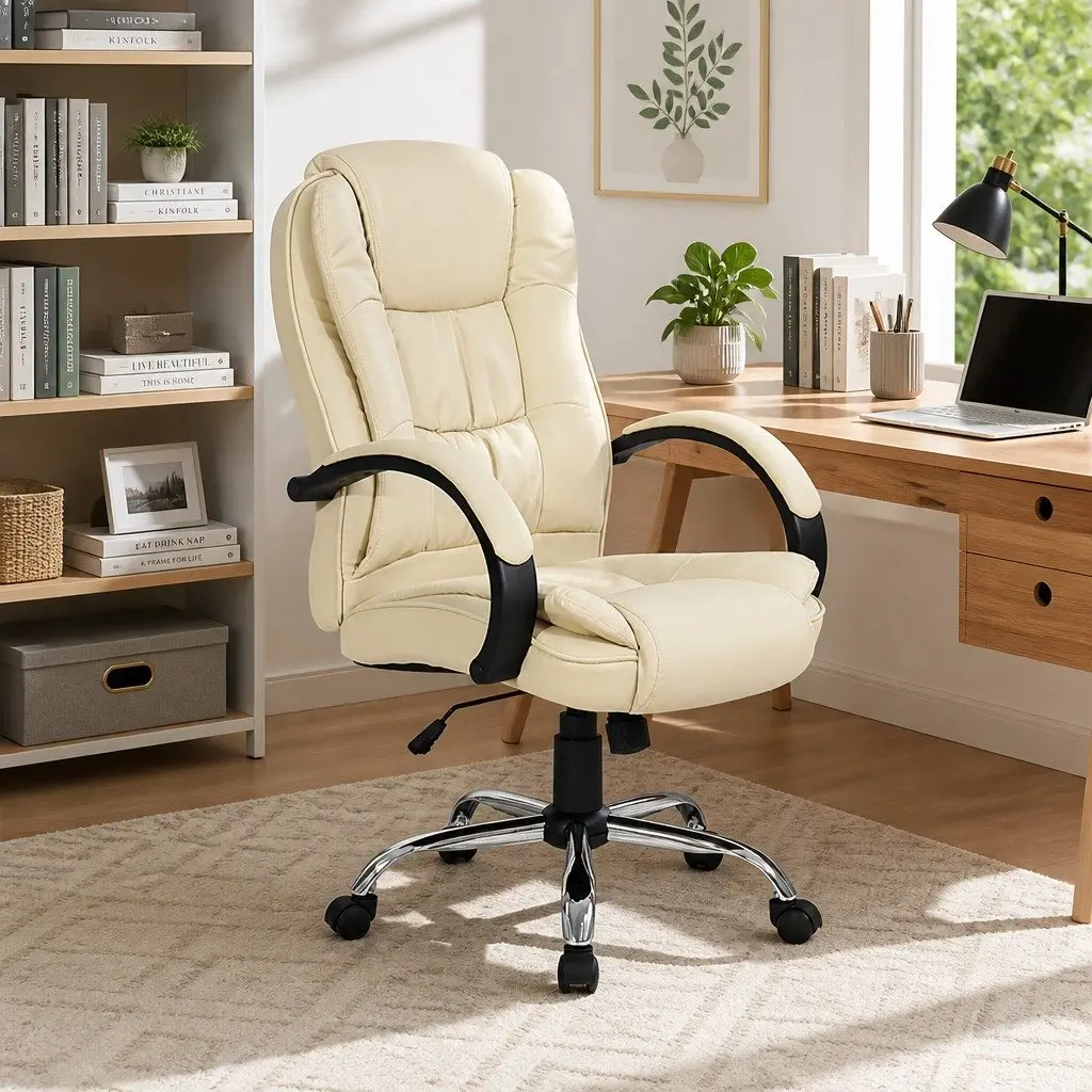 Office Chair High Back Comfort Beige