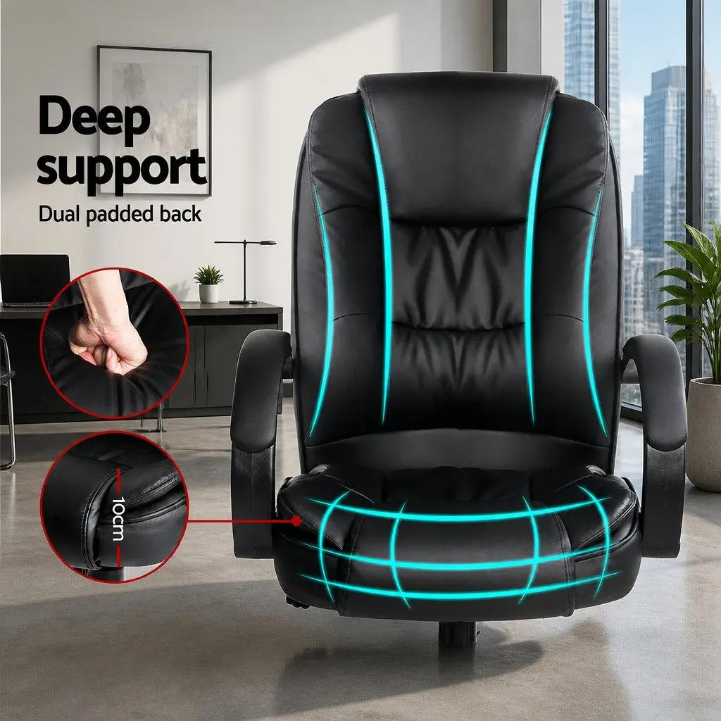 Office Chair High Back Comfort Black PU Leather