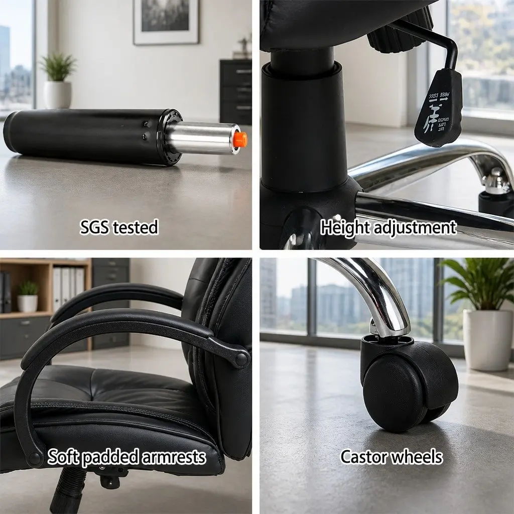 Office Chair High Back Comfort Black PU Leather