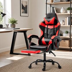 Adjustable Gaming Office Chair with High Back and Footrest