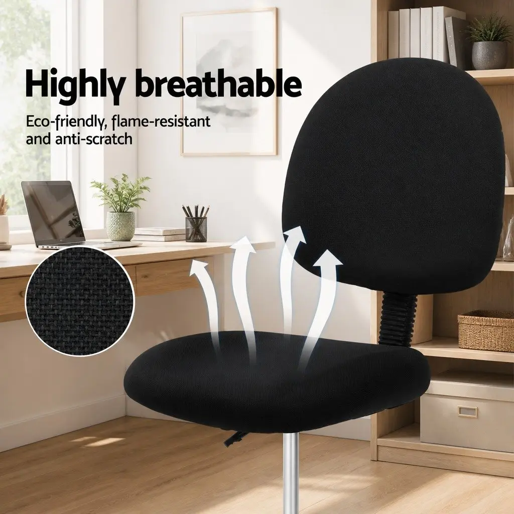 Drafting Chair Adjustable Height Black Fabric Mid Back with Footrest and 360 Degree Rotation