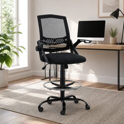 Adjustable Height Drafting Stool with Mesh Backrest