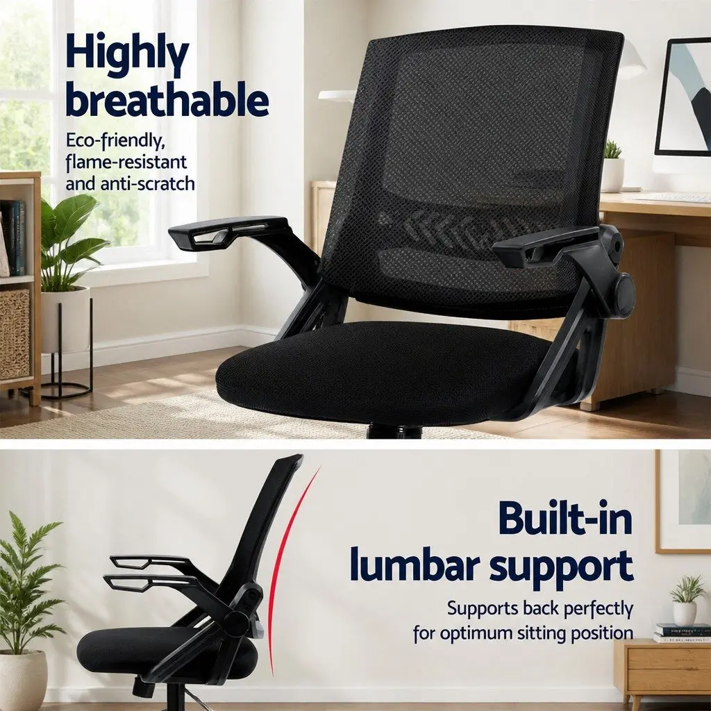 Drafting Stool Adjustable Height Mesh Black Office Chair with Armrest and Footrest