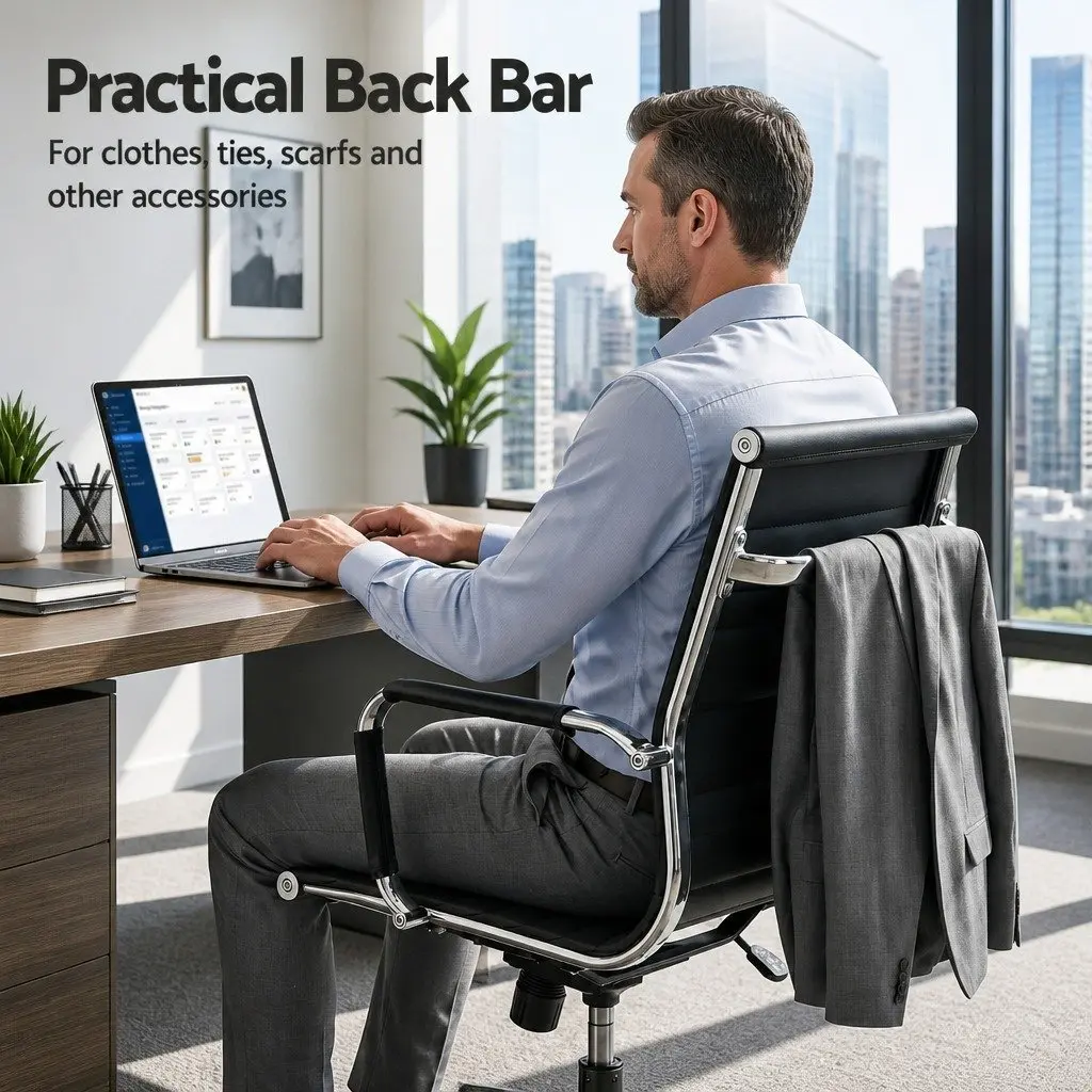 Office Chair Mid Back Rotatable Height Adjustable Black