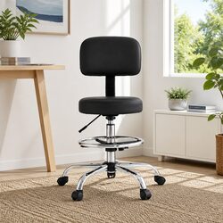 Adjustable Black PU Leather Office Drafting Chair