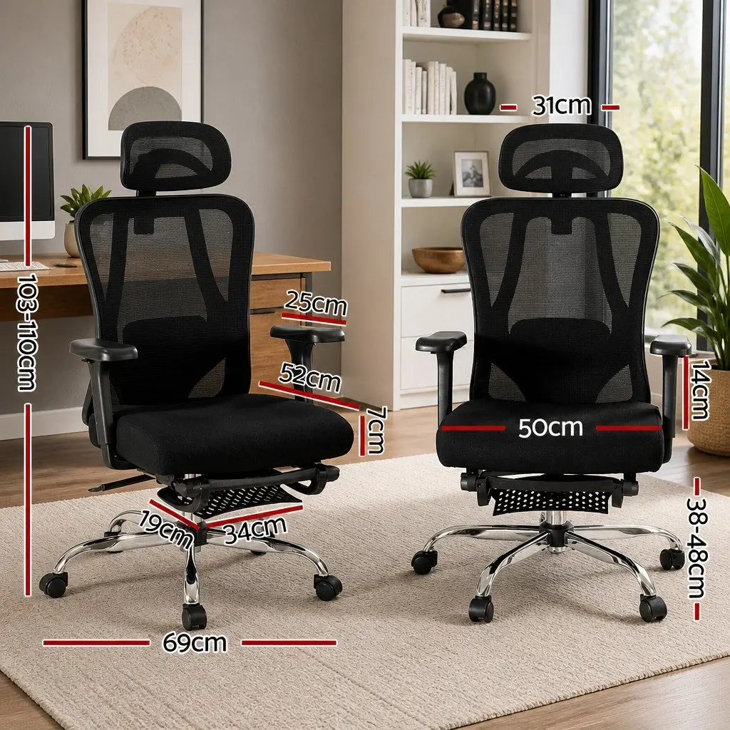 Ergonomic Office Chair Adjustable Lumbar Support High Back Mesh Black