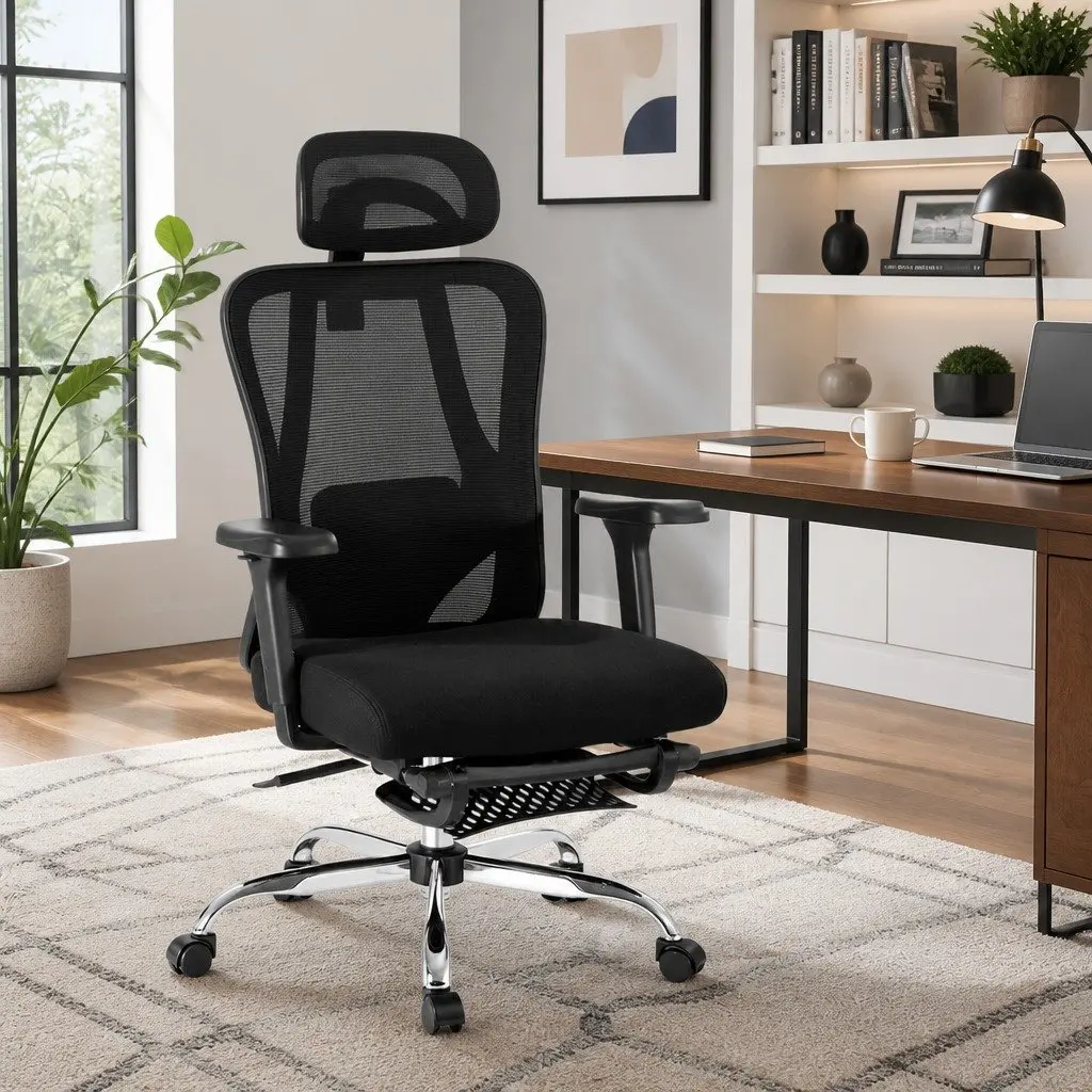 Ergonomic Office Chair Adjustable Lumbar Support High Back Mesh Black