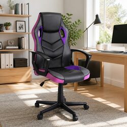 Adjustable Height High-Back Gaming Office Chair in Purple