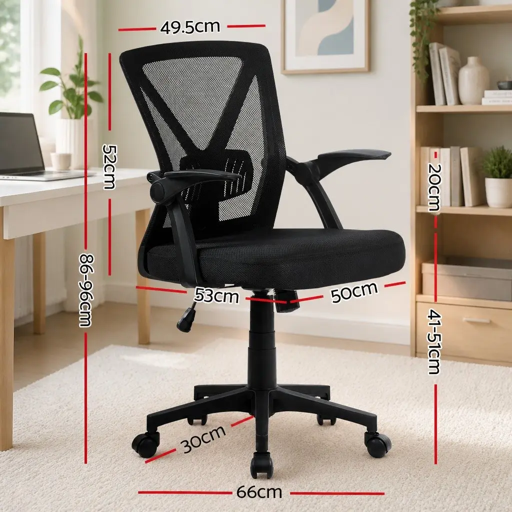 Mesh Office Chair Adjustable Lumbar Support Mid Back Black