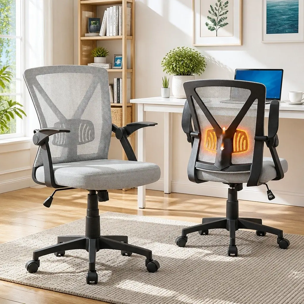 Mesh Office Chair Ergonomic Adjustable Mid Back Grey